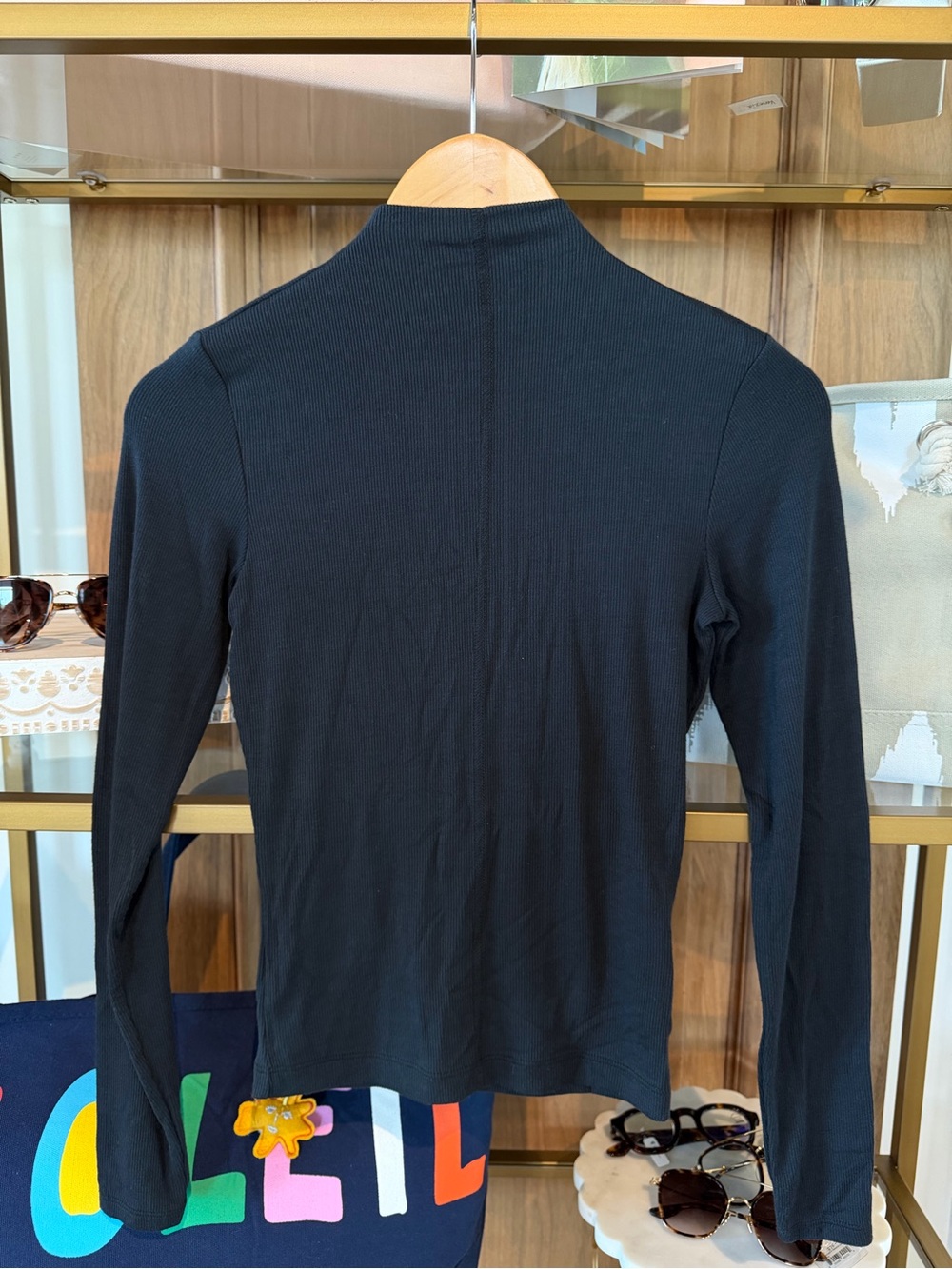 pistola Black Long-Sleeve Mock Neck Top